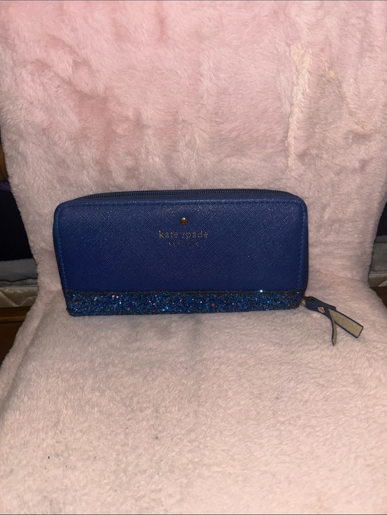 kate spade Handbags - kate spade Blue Glitter-Bottom Zip Wallet
